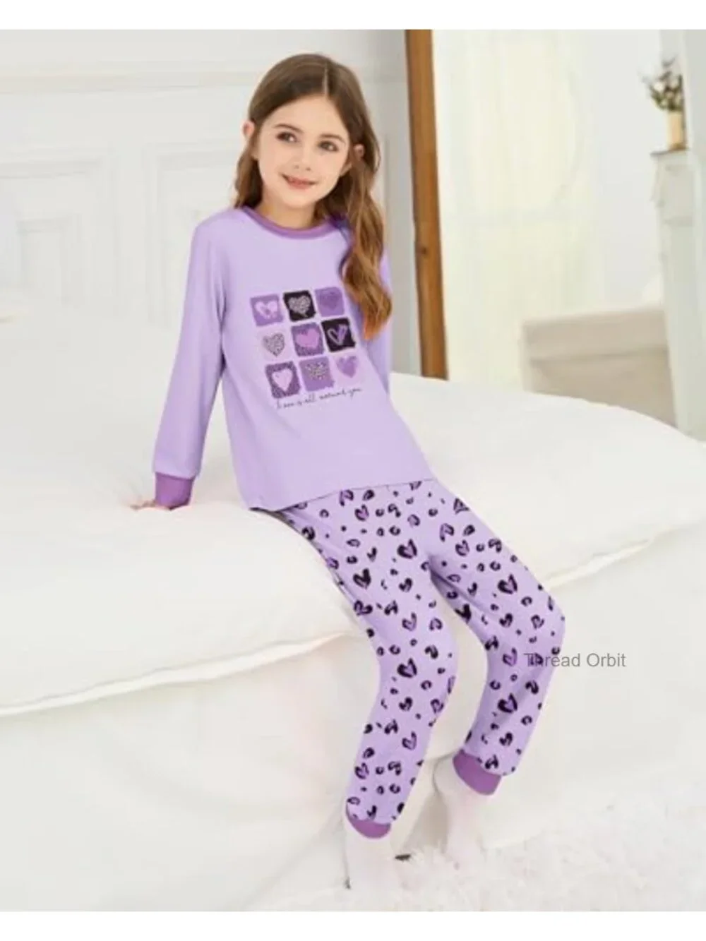 Girls 2 Piece Pajama Set Long Sleeve Top and Pants Soft Cozy Sleepwear